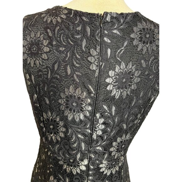 Enfocus Black Silver Maxi Size 8 Floral Lace Sheath Party Evening Goth - Picture 12 of 16